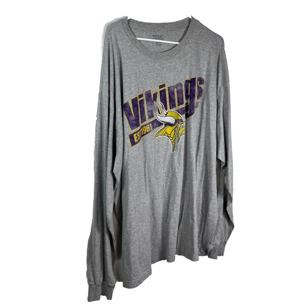 Vintage Reebok Mens Minnesota Vikings Retro Long Sleeve T-Shirt 4x